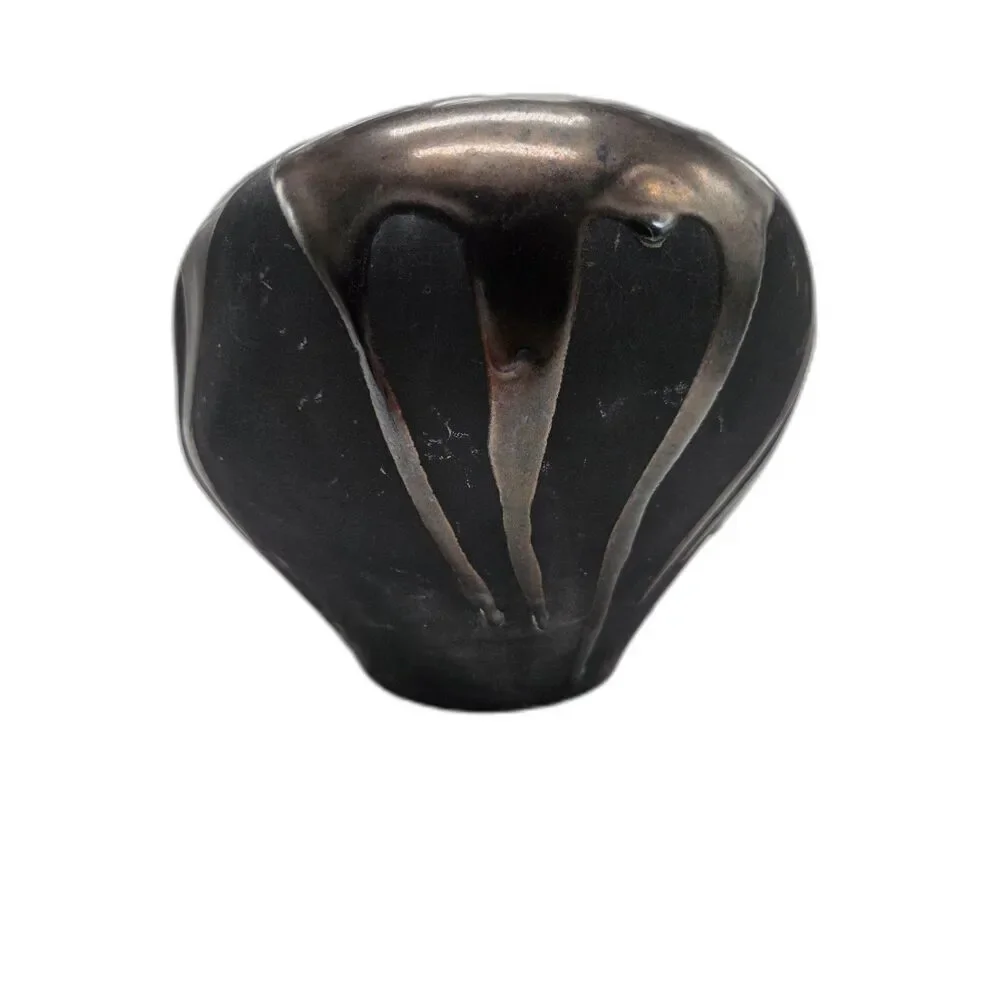 Haeger 1987 4412 Raku Black Asymmetic Biomorphic Shoulder Vase